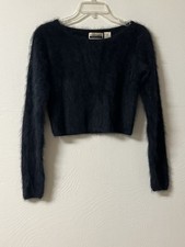 Vintage 90’s Contempo Casuals Sweater Angora Rabbit Hair Blend Crop Black