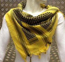 100% Coton Shemagh / Arabe Écharpe/Pashmina/Enveloppant/Sarong. Noir Sur Jaune