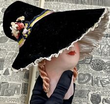 OLD VELVET HAT for ANTIQUE 30s BOUDOIR/SALON DOLL