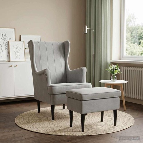 Fauteuil avec pouf - , 2