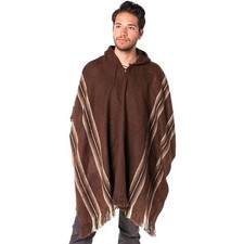 Alpaga Poncho Homme à Capuche