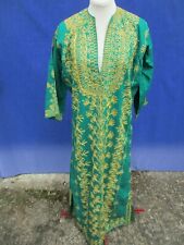 Robe N°51 en coton marocaine verte broderies or   djellaba