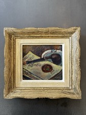 Antique Still Life Pipe Painting 20th Century 