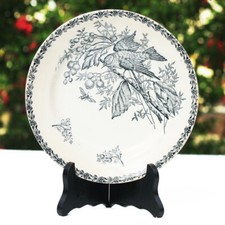 Antique Nimy Belgium Earthenware Flat Plate Bird Model Drawing 2