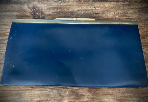 Pochette vintage cuir bleu - pochette,