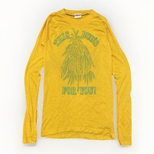 Vintage 70s Hippie Weed T Shirt Women’s XS Roach Yellow Long Sleeve Ganja Smoker