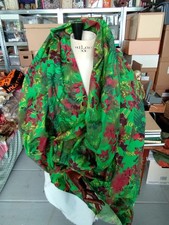 Tissu coton fond vert, mofif oriental rouge 2m x 140 de large