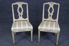 Charming Pair Louis XVI Style Paint Decorated Boudoir Bedroom Chairs