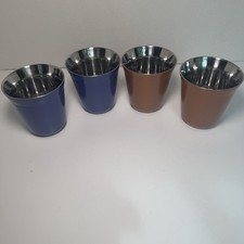 NESPRESSO Pixie Lungo Double-Wall Steel Espresso Coffee Cups Set of 4 Blue Brown