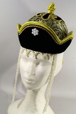  MONGOLIE ! CHAPEAU DE CEREMONIE EN VELOURS, SOIE ET PERLES, taille XS