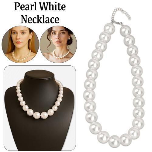Blanc faux collier - blanc, perles