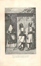 Gravure de Presse -Paysans de la HUERTA & CIGRRERA de VALENCE-Dessin de P.Fritel