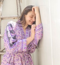 Robe longue en soie pure femme