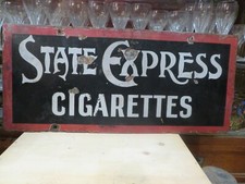 antique cast iron plate enameled american state express cigarettes enamelled us