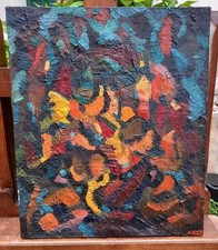 Abstract Composition Painting Modern Art Oil Knife 20th Century 