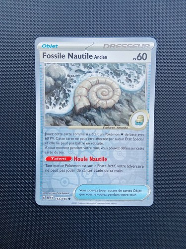 Carte pokémon fossile nautile - carte,
