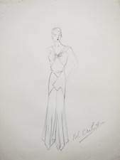 Atelier VIONNET - original drawing - pencil - neckline dress 159