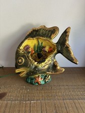 Large Nightlight Fish Trompe L'œil Aquarium Sea Golden Coral Vintage 