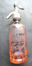 1/2 glass siphon "old pink", blue rod, Café Victor, R. Letellier Rouen