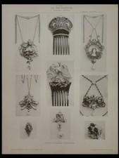 BIJOUX DE GABRIEL FALGUIERES - PLANCHE 1900 - ART NOUVEAU