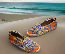 Ralph Lauren Purple Label  Paisley Twill Bowsworth Espadrilles Slip On 7.5D New