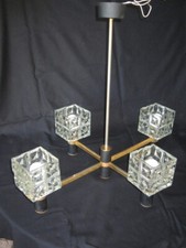 ARLUS LUNEL SUSPENSION CHANDELIER '4 LIGHTS GLASS REFLECTOR 1950 / 60s -