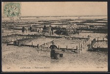 Old postcard Cancale, oyster parks, oyster parks 