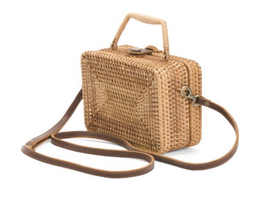 Wicker basket crossbody bag - wicker,