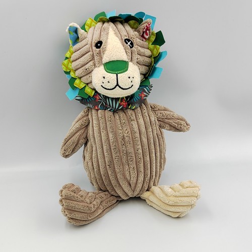 Doudou lion beige - bleu, vert