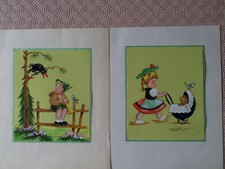 peinture sur soie-lot de 17