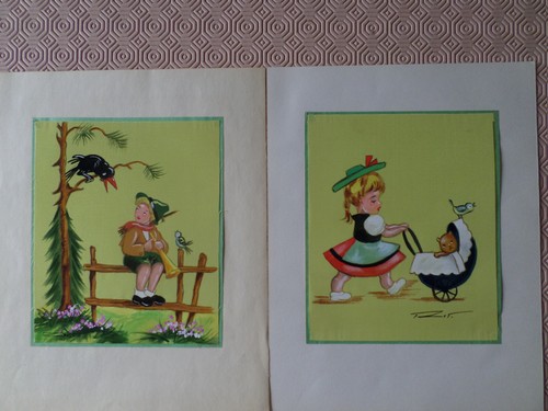Peinture sur soie lot 17 - sur,