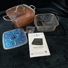 Copper Chef Casserole Saute Set with Deep Pan and Fry Basket Handles Lids