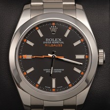 Montre Rolex Milgauss 116400 Avec Lunette Lisse 40Mm Cadran Noir