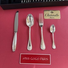 SET MENAGERE 24 PIÈCES CHRISTOFLE RUBANS TRÈS BEL ÉTAT MÉTAL ARGENTÉ RARE;