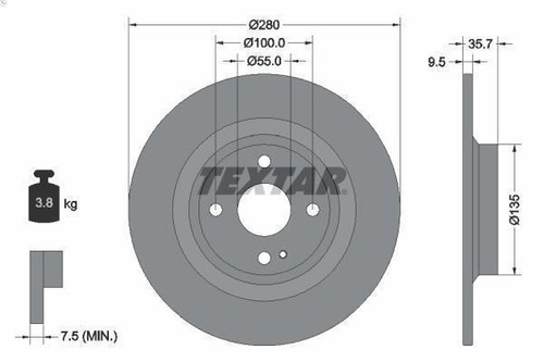 Disque frein textar - de,