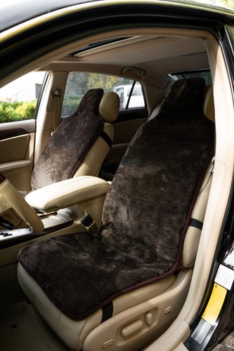 Brown sheepskin car seat cover