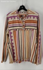 Isabel Marant Multicolor Cotton Linen Striped Long Sleeve Womens Blouse Top XS