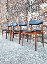 SAX suite de 4 chaises vintage scandinaves, meubles teck et Skaï 