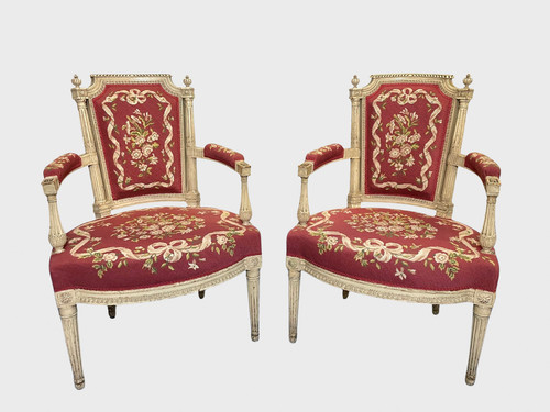 Paire fauteuils peints - fauteuils,