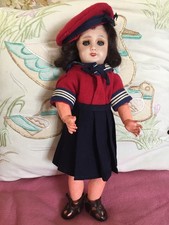 poupée ancienne BLEUETTE-vêtements et chaussures G.Languereau-corps rose 1946-55