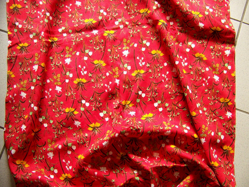 Ancien coupon tissu fleuri - ancien,