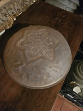 Coupe Art Deco lustre en verre moulé Rose Degué Maynadier Muller des hanots 