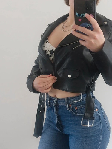Veste cuir biker - cuir,