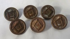 Lot of 6 Antique Freemason Bronze Buttons