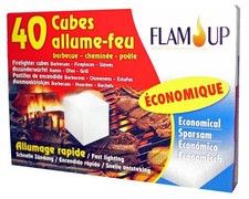 Lot 40 allume feu cube pré découpé économique barbecue poêle cheminée FLAM UP