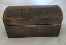 Ancien coffret á bijoux bois cuir Vintage Leather Wood Chest Jewels