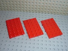 3 Plaques LEGO Red plate 4x6