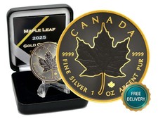 2025 1OZ Silver Canada Maple Leaf Gold Outline Ruthenium Etui Certif ONLY 250 #4