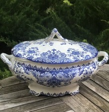 Ancienne soupière légumier BFK Boch Frères Keramis modèle Dordrecht Bleu