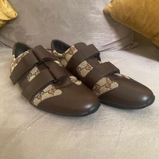 Gucci Leather Low Trainers 37.50 EU Coated Canvas And Leather Brown